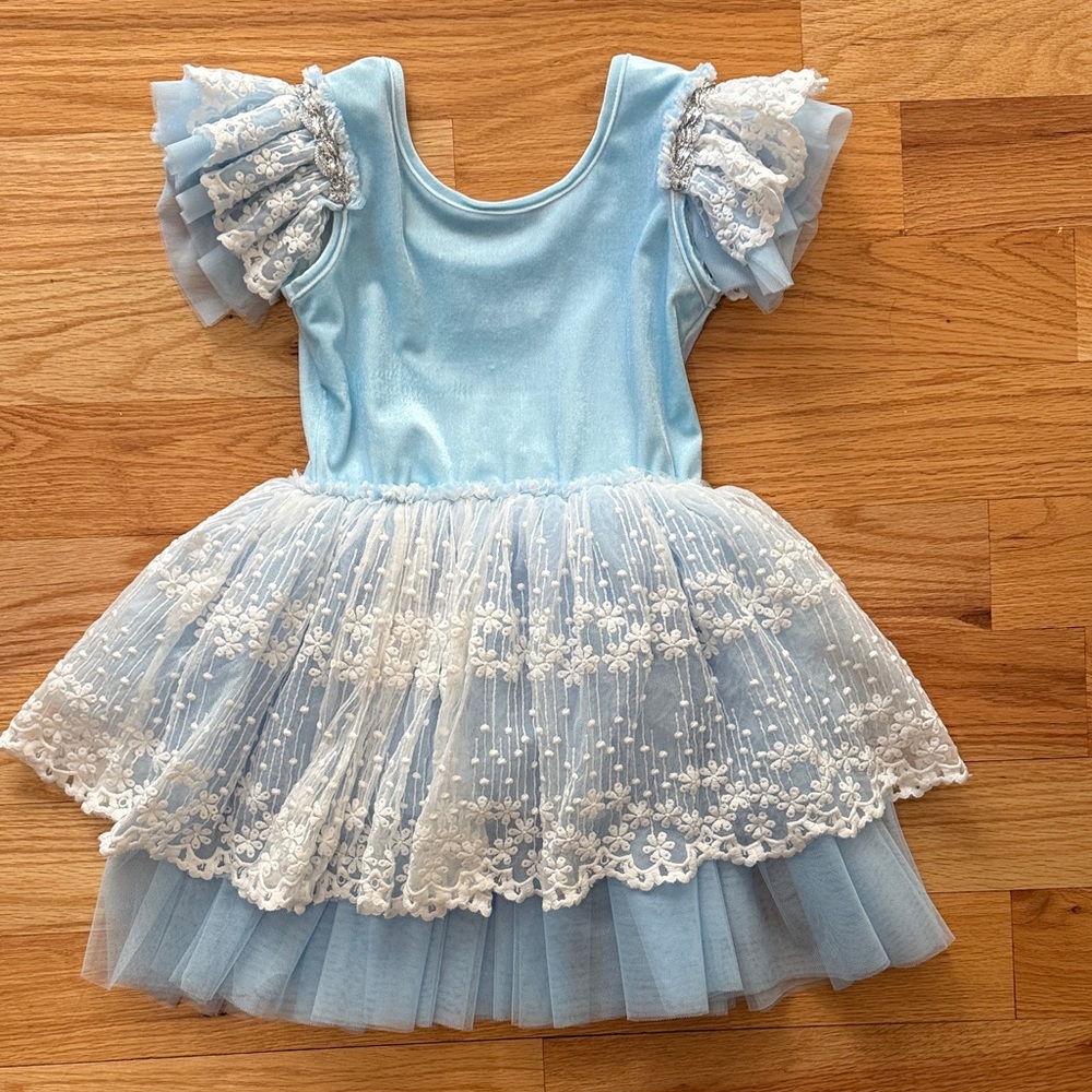 Light Blue Lace Tulle Girls' Dance Costume